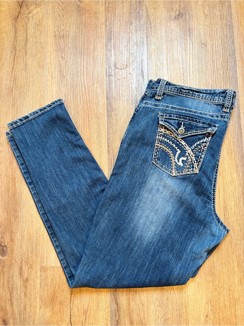 1st Kiss Y2K Embroidered Skinny Jeans with Rear Flap Pockets Sz 16